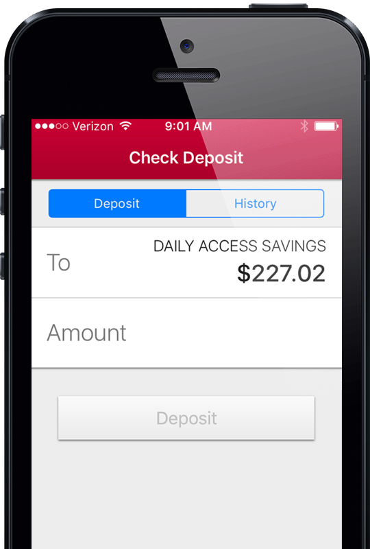 Mobile Banking check deposite