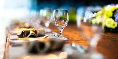 water glass on set table