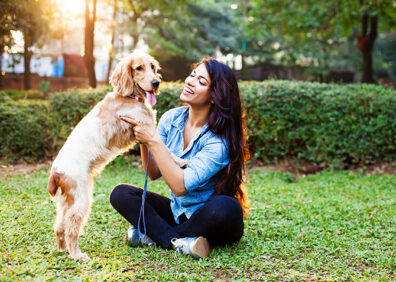 Indian woman with her beloved pet dog