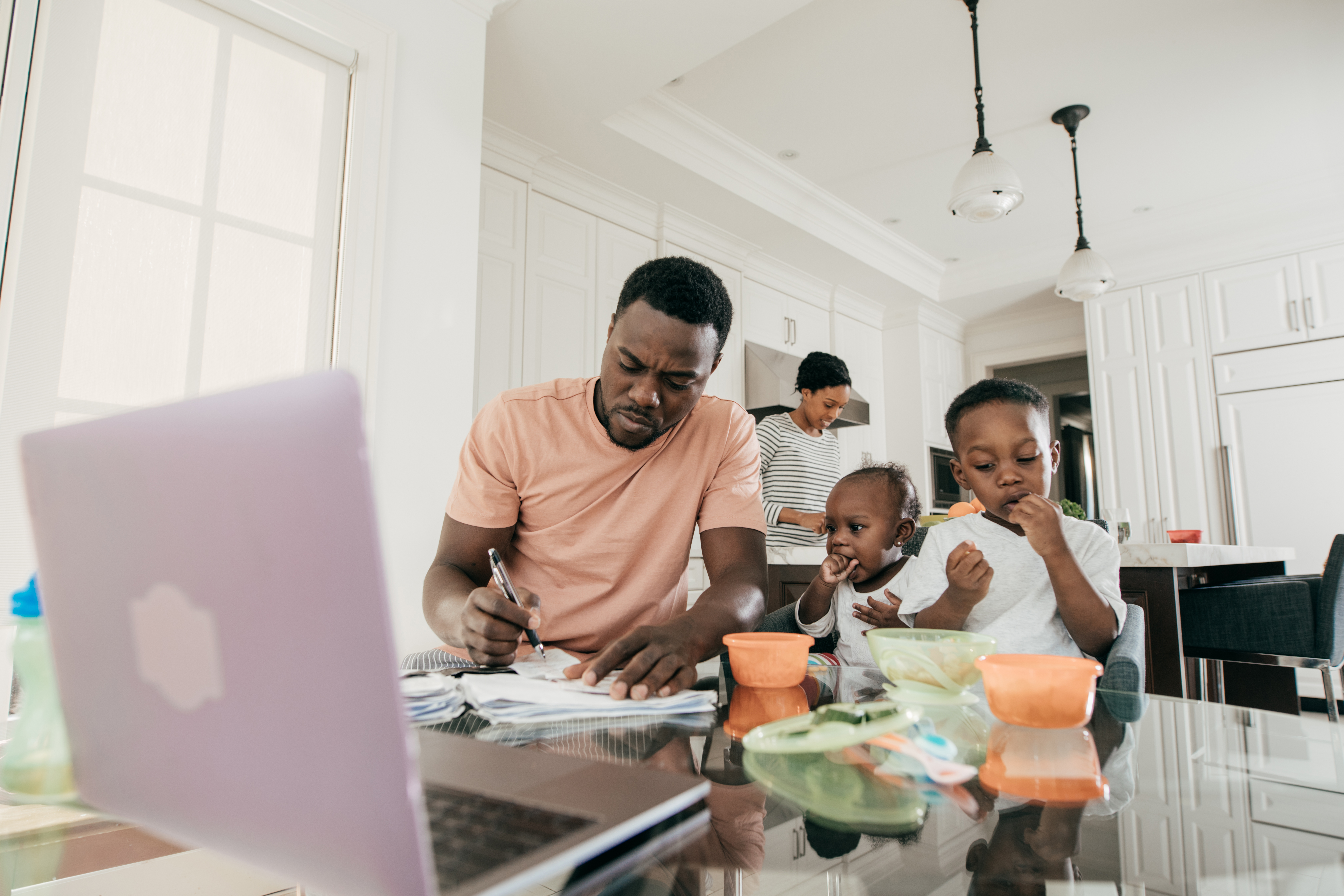 Family in kitchen