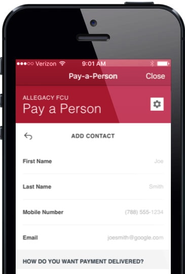 Mobile Banking - Pay a Person