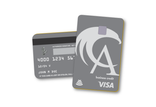 image of the Allegacy Business Credit Card front and back