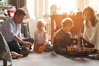 family playing at home