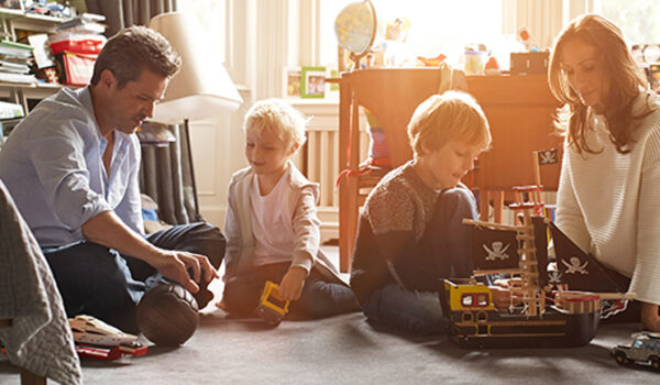 family playing at home