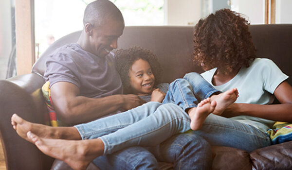 Family on couch