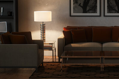 Couch and lamp