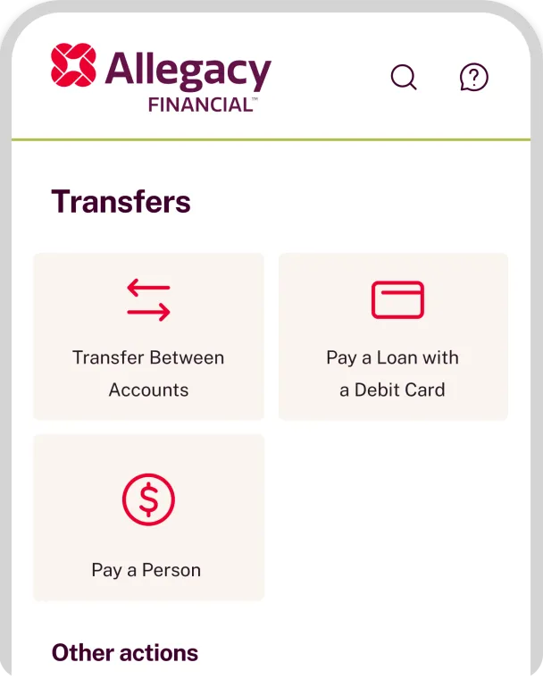 Allegacy mobile app screen