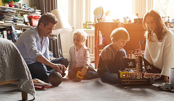 family playing at home
